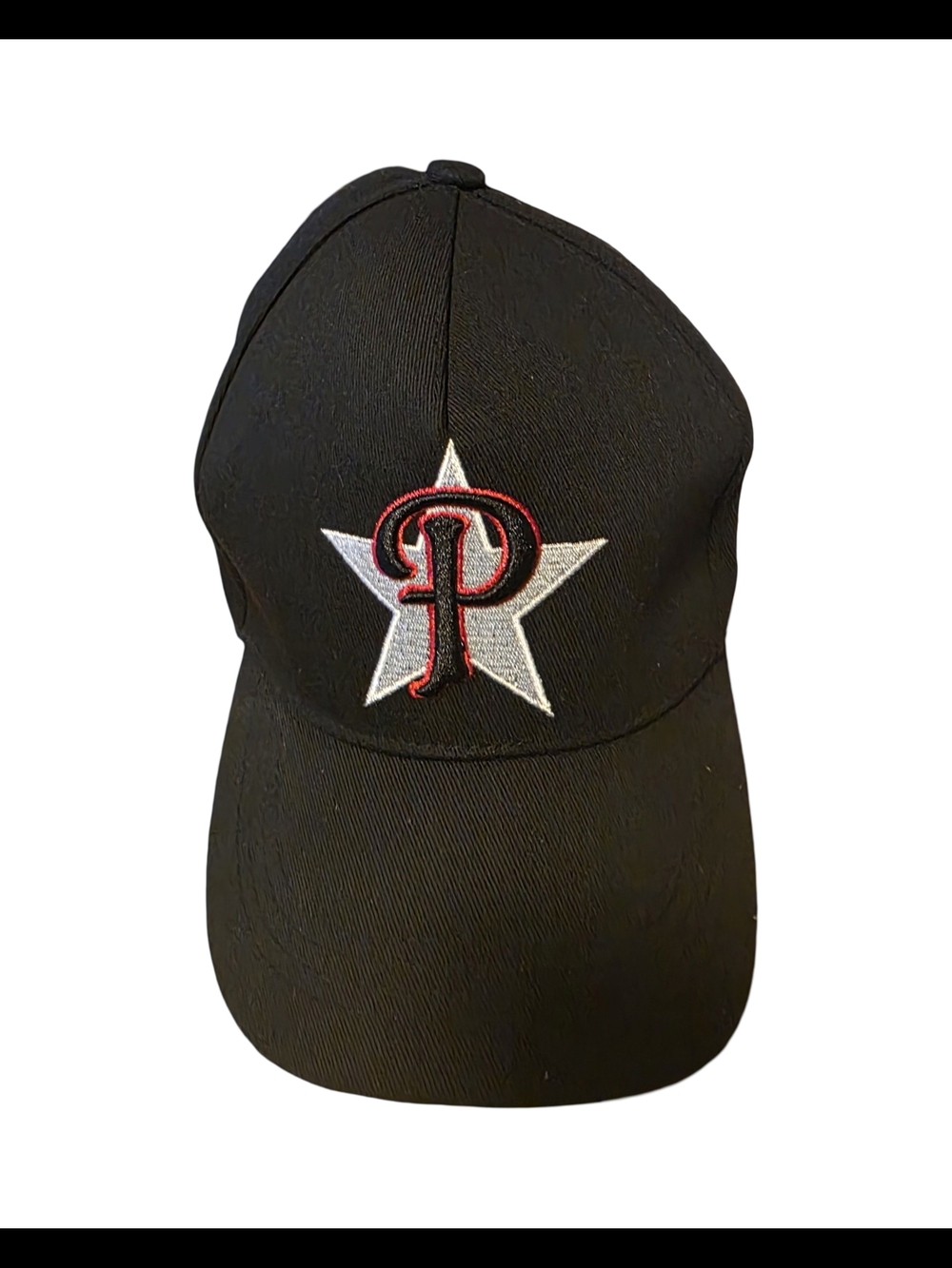 Black Baseball Cap with Star 'P' Embroidery